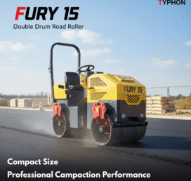TYPHON FURY 15 Mini Road Roller 1.5Ton 13.5 hp B&S Gas Engine Hydraulic Steering