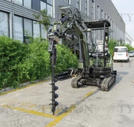 Auger Attachment For 2-3 ton Mini Excavator 7.9in Auger Bit Earth Drilling