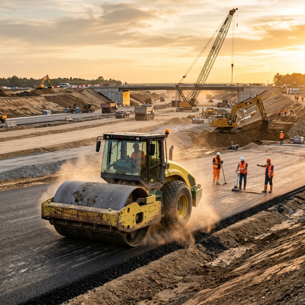 Heavy road roller