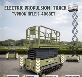 TYPHON xFlex 4068ET Electric Rubber Track Scissor Lift 3.2 Ton with 5.4HP Hydraulic Pump Motor Drive and Hydraulic Lifting Cylinder, 40 ft Max Lifting Height