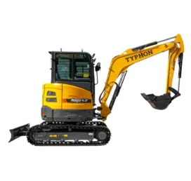 TYPHON NAGA 4.0 Mini Excavator with 4 Ton 24.4hp Yanmar Diesel Engine Metal Track ISO SAE control switch, AC Heater Cabin, 2 Travel Speed