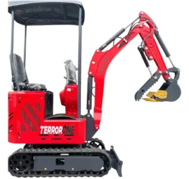 TYPHON TERROR ONE STORM 1 Ton Mini Excavator Trench Digger with Hydraulic Oil Cooler Canopy & Wide Bucket Ideal for Garden, Farm, Park & Road Work Digging, Drilling, Bull-Dozing