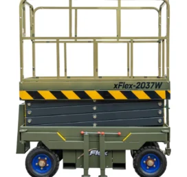 TYPHON xFlex-2037W Walk-Behind Scissor Lift comes with 20ft Working Height and Manual outriggers 1102 lbs load capacity 110V Electric
